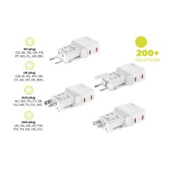 Adaptor de Călătorie Universal Mobile Origin, 45W, EU/US/UK/AU PW26, Alb Adaptor de Călătorie Universal Mobile Origin, 45W, EU/US/UK/AU PW26, Alb