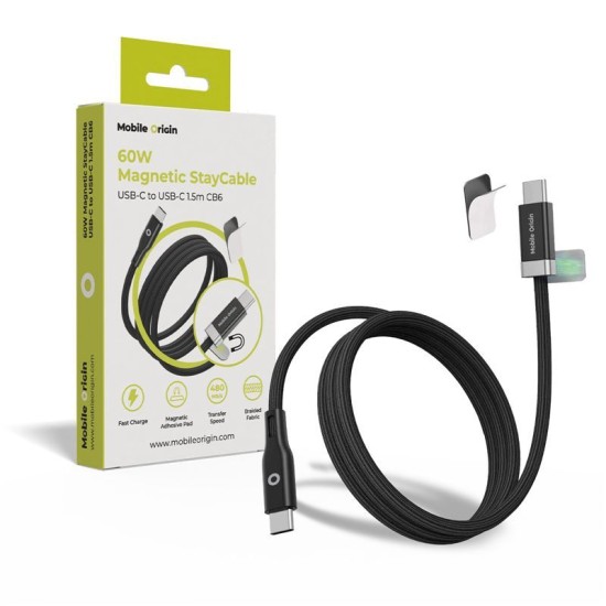 Cablu de Date și Încărcare Mobile Origin 60W Magnetic StayCable USB-C la USB-C, 1.5m, CB6 Cablu de Date și Încărcare Mobile Origin 60W Magnetic StayCable USB-C la USB-C, 1.5m, CB6 (Ingredi, MO-60WMS-CB6) by www.silkase.ro