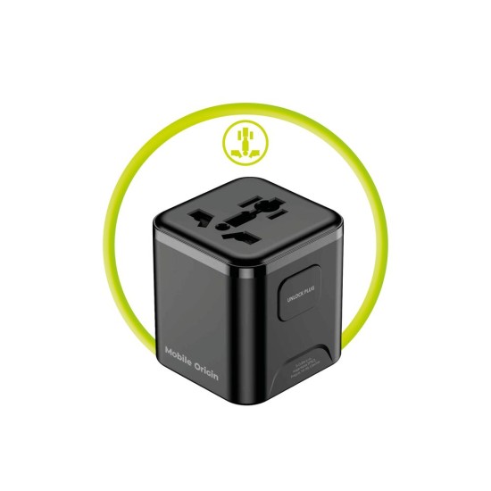 Adaptor Universal de Călătorie Mobile Origin PW30, EU/UK/US/AUS, Negru (Incarcatoare, MO-UTRA-PW30-BLK) by www.silkase.ro