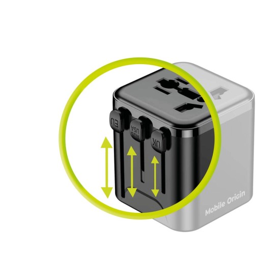 Adaptor Universal de Călătorie Mobile Origin PW30, EU/UK/US/AUS, Negru (Incarcatoare, MO-UTRA-PW30-BLK) by www.silkase.ro