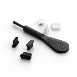 Set 2-în-1 Dop Anti-praf USB-C și Perie de Curățare Mobile Origin CL1, Black/Clear, pentru iPhone și Android Set 2-în-1 Dop Anti-praf USB-C și Perie de Curățare Mobile Origin CL1, Black/Clear, pentru iPhone și Android