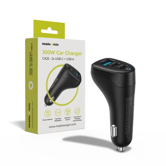 Încărcător Auto Mobile Origin 100W CA25 - 2x USB-C + USB-A, Încărcare Rapidă Încărcător Auto Mobile Origin 100W CA25 - 2x USB-C + USB-A, Încărcare Rapidă (Accesorii auto, MO-100WCCH-CA25) by www.silkase.ro