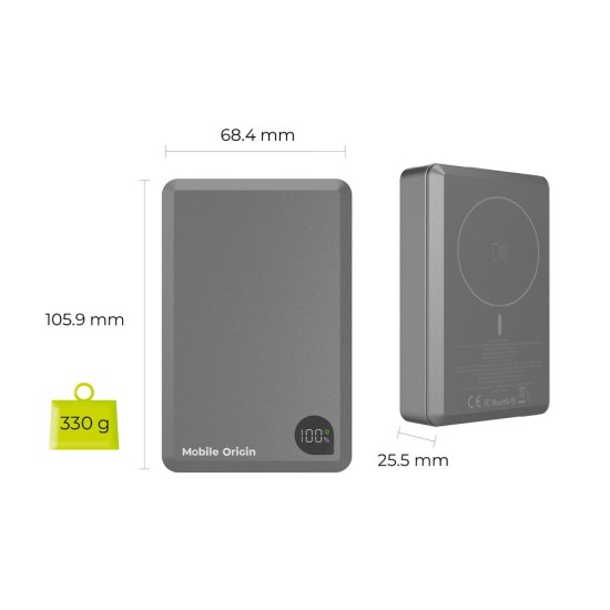 Baterie Externă Mobile Origin PB14, 20000mAh, 30W PD, Aluminiu, MagSafe Compatible Baterie Externă Mobile Origin PB14, 20000mAh, 30W PD, Aluminiu, MagSafe Compatible (Incarcatoare, MO-30WPD-PB14) by www.silkase.ro