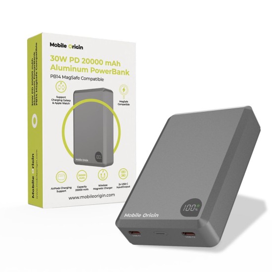 Baterie Externă Mobile Origin PB14, 20000mAh, 30W PD, Aluminiu, MagSafe Compatible Baterie Externă Mobile Origin PB14, 20000mAh, 30W PD, Aluminiu, MagSafe Compatible (Incarcatoare, MO-30WPD-PB14) by www.silkase.ro
