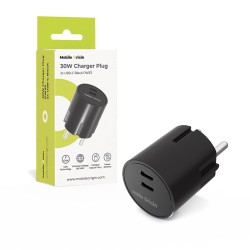 Încărcător de rețea Mobile Origin 30W Charger Plug PW33, 2x USB-C, Negru