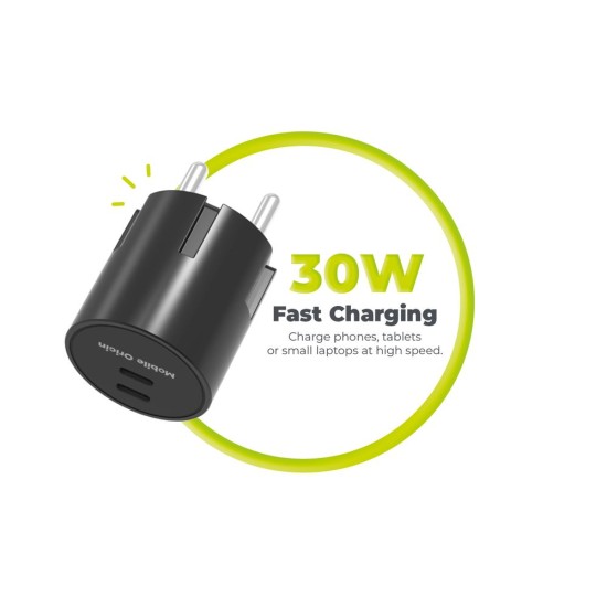 Încărcător de rețea Mobile Origin 30W Charger Plug PW33, 2x USB-C, Negru (Încărcătoare Rețea, MO-PW33-BLK) by www.silkase.ro