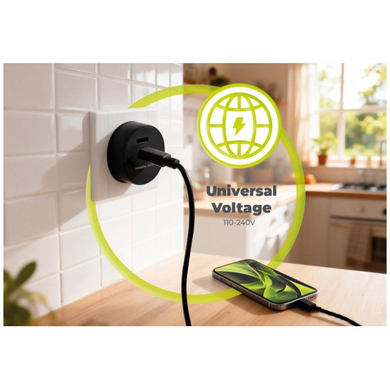 Încărcător de rețea Mobile Origin 30W Charger Plug PW33, 2x USB-C, Negru (Încărcătoare Rețea, MO-PW33-BLK) by www.silkase.ro