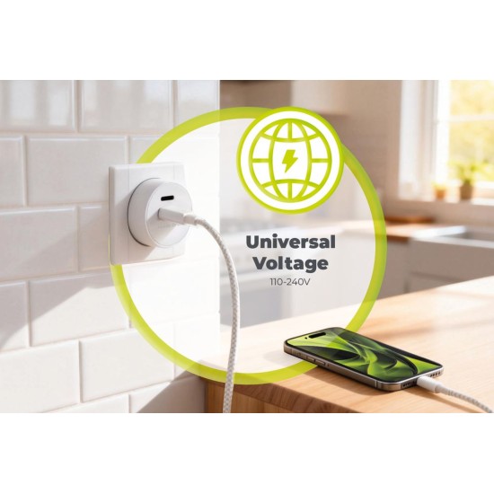 Încărcător Retea Mobile Origin PW33, 30W, 2x USB-C, Alb (S23, MO-PW33-WHT) by www.silkase.ro
