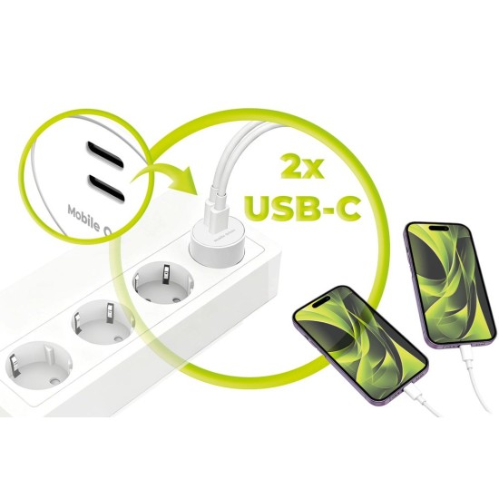 Încărcător Retea Mobile Origin PW33, 30W, 2x USB-C, Alb (S23, MO-PW33-WHT) by www.silkase.ro
