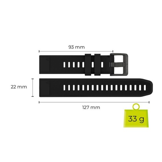 Curea Mobile Origin Easy Strap Quick Fit pentru Garmin ES1, 22mm, Negru (Ingredi, MO-ES22-BLK) by www.silkase.ro