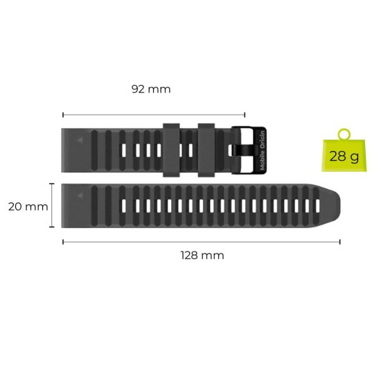 Curea Silicon Mobile Origin Easy Strap pentru Garmin ES2, 20mm, Black (Ingredi, MO-ESS-20-BLK) by www.silkase.ro
