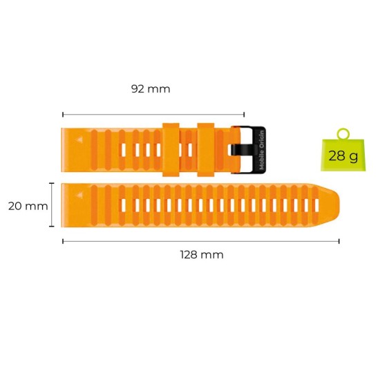 Curea Silicon Mobile Origin Easy Strap pentru Garmin ES2, 20mm, Orange (Ingredi, MO-ESS-20-ORG) by www.silkase.ro