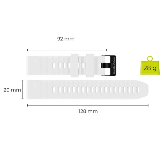 Curea din Silicon Mobile Origin Easy Strap pentru Garmin ES2, 20mm, Alb (Ingredi, MO-ESS-20-WHT) by www.silkase.ro