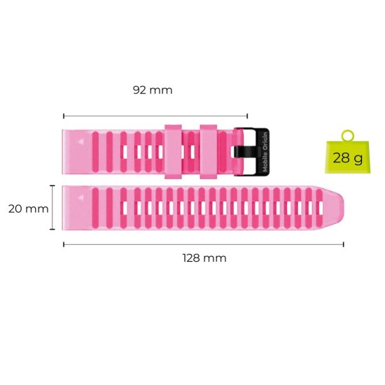 Curea din Silicon Mobile Origin Easy Strap pentru Garmin ES2, 20mm, Roz (Ingredi, MO-ESS-20-PNK) by www.silkase.ro