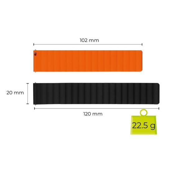 Curea Magnetică Mobile Origin Easy Strap pentru Ceas, 20mm, Black/Orange (Ingredi, MO-ESM20-BLK-ORG) by www.silkase.ro