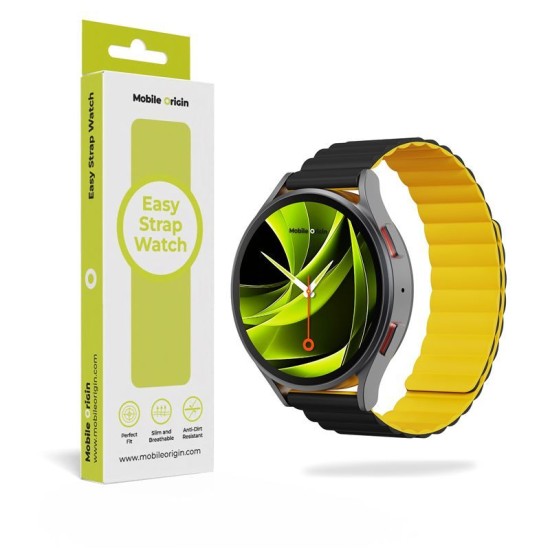 Curea Magnetică Mobile Origin Easy Strap pentru Ceas, 20mm, Black/Yellow (Ingredi, MO-ESM20-BLK-YLW) by www.silkase.ro