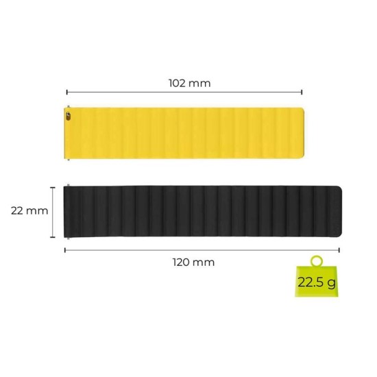 Curea Magnetică Mobile Origin Easy Strap pentru Ceas, 22mm, Negru/Galben (Ingredi, MO-ESM22-BLK-YLW) by www.silkase.ro