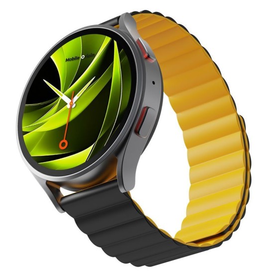 Curea Magnetică Mobile Origin Easy Strap pentru Ceas, 22mm, Negru/Galben (Ingredi, MO-ESM22-BLK-YLW) by www.silkase.ro