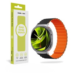 Curea Magnetica Mobile Origin Easy Strap pentru Samsung Galaxy Watch 8, Black/Orange