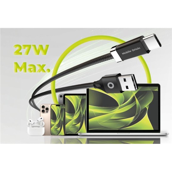 Cablu de Date și Încărcare Magnetic Mobile Origin StayCable, USB-C la USB-A, 27W, 1.5m, CB6 (Ingredi, MO-27WMS-CB6) by www.silkase.ro