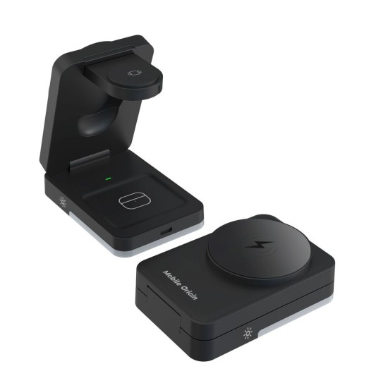 Stație de Încărcare 3-în-1 Mobile Origin PW28, Pliabilă, cu Lumină, Negru Stație de Încărcare 3-în-1 Mobile Origin PW28, Pliabilă, cu Lumină, Negru (Încărcătoare Wireless, MO-FCHS-PW28-BLK) by www.silkase.ro