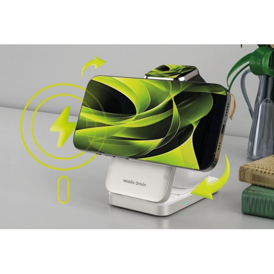 Stand de Încărcare Mobile Origin 3în1 Qi2 25W Foldable PW35, Compatibil MagSafe - Argintiu Stand de Încărcare Mobile Origin 3în1 Qi2 25W Foldable PW35, Compatibil MagSafe - Argintiu (Încărcătoare Wireless, MO-FCHS-PW35-SLV) by www.silkase.ro