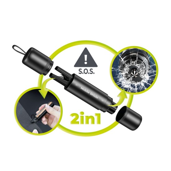 Ciocan de Siguranță Auto 2 în 1 Mobile Origin CA29 - Spargere Geam și Tăiere Centură (Accesorii auto, MO-CSH-CA29) by www.silkase.ro