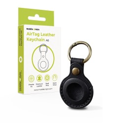 Breloc din Piele Mobile Origin AirTag Leather Keychain A6, Negru