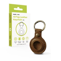 Breloc din Piele Mobile Origin AirTag Leather Keychain A6, Midnight Brown