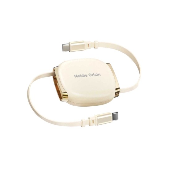 Cablu Retractabil Mobile Origin CB7 USB-C la USB-C, 100W, Power Delivery, Beige (Incarcatoare, MO-CB7-BG) by www.silkase.ro