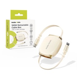 Cablu Retractabil Mobile Origin CB7 USB-C la USB-C, 100W, Power Delivery, Beige