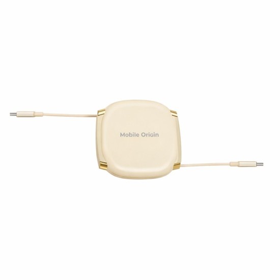 Cablu Retractabil Mobile Origin CB7 USB-C la USB-C, 100W, Power Delivery, Beige (Incarcatoare, MO-CB7-BG) by www.silkase.ro