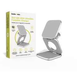 Încărcător Wireless 3în1 Mobile Origin PW36, Qi2 25W, MagSafe Compatible, UltraSlim Pliabil, Silver