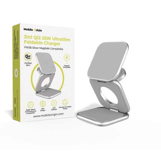 Încărcător Wireless 3în1 Mobile Origin PW36, Qi2 25W, MagSafe Compatible, UltraSlim Pliabil, Silver Încărcător Wireless 3în1 Mobile Origin PW36, Qi2 25W, MagSafe Compatible, UltraSlim Pliabil, Silver (Încărcătoare Rețea, MO-USF-PW36-SLV) by www.silkase.ro