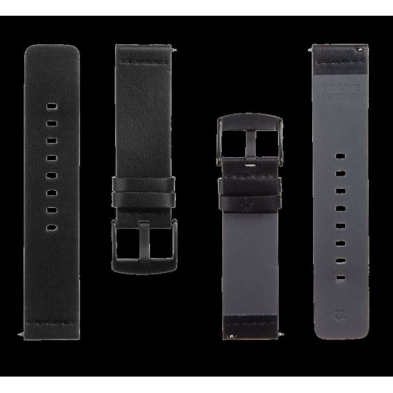 Curea Piele Tactical (307) pentru Ceas 22mm, Neagră (Bakr, SH201126) by www.silkase.ro