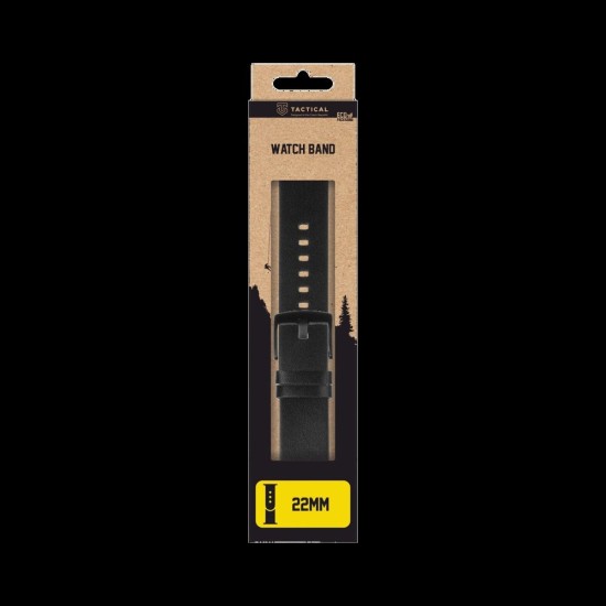 Curea Piele Tactical (307) pentru Ceas 22mm, Neagră (Bakr, SH201126) by www.silkase.ro