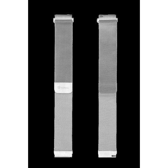 Curea Magnetică Tactical (640) Inox (Milanese Loop) pentru Ceas 20mm, Argintie (Bakr, 2452355) by www.silkase.ro