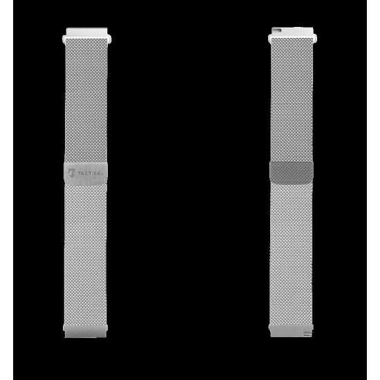 Curea Magnetică Tactical (699) Inox (Milanese Loop) pentru Ceas 22mm, Argintie (Bakr, 2453966) by www.silkase.ro