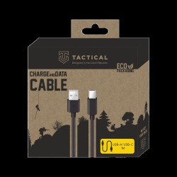Cablu Tactical Smooth Thread USB-A la USB-C, 1m, Negru