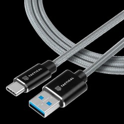 Cablu Kevlar Tactical Fast Rope USB-A la USB-C, 0.3m, Gri