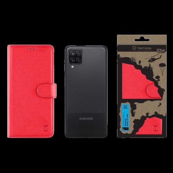 Husa Tactical Field Notes pentru Samsung Galaxy A12, Roșie (Bakr, 57983106208) by www.silkase.ro