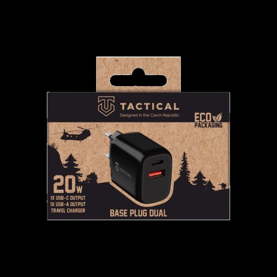 Încărcător Rețea Tactical Base Plug Dual 20W (USB-A + USB-C), Negru (Bakr, 57983107234) by www.silkase.ro
