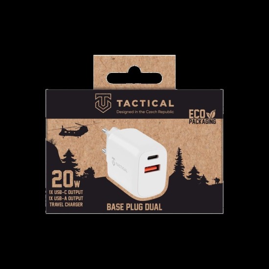 Încărcător Rețea Tactical Base Plug Dual 20W (USB-A + USB-C), Alb (Bakr, 57983107235) by www.silkase.ro