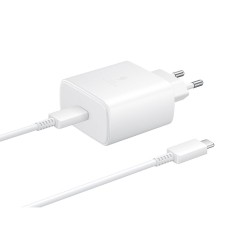 Pachet Încărcător Rețea Samsung (EP-TA845EWE) 45W + Cablu USB-C, Alb (OOB Bulk)
