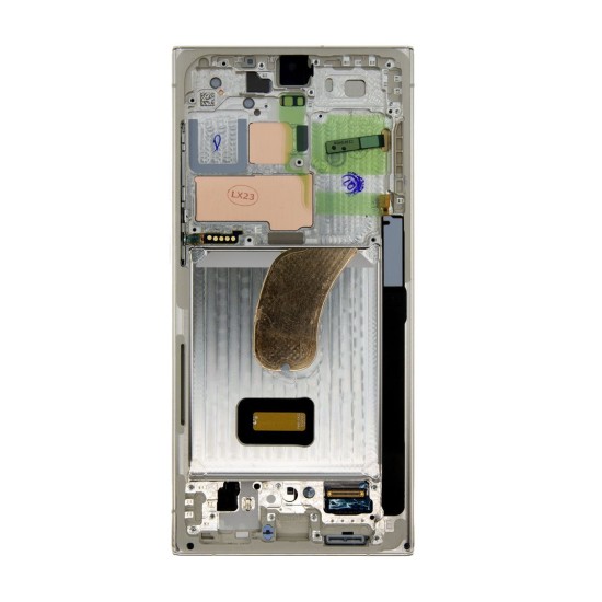 Display LCD cu Touchscreen și Ramă Samsung Galaxy S23 Ultra (S918), Cream, Original Service Pack (Bakr, GH82-30465B) by www.silkase.ro
