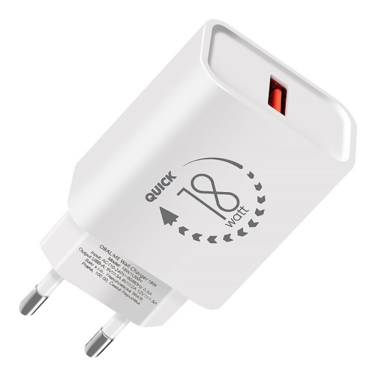 Încărcător de Rețea OBAL:ME Wall Charger USB-A 18W White (Bakr, 18W1UWH) by www.silkase.ro