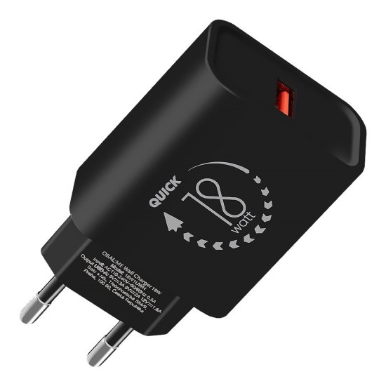 Încărcător de Rețea OBAL:ME Wall Charger USB-A 18W, Black (Încărcătoare Rețea, 18W1UBL) by www.silkase.ro