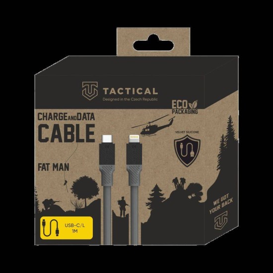 Cablu Împletit Tactical Fat Man USB-C la Lightning, 1m, Gri Cablu Împletit Tactical Fat Man USB-C la Lightning, 1m, Gri (Bakr, 57983117400) by www.silkase.ro