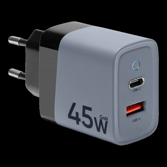 Încărcător Rețea Tactical Microgrid GaN 45W (USB-C + USB-A), Gri (Bakr, 57983117438) by www.silkase.ro