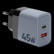 Încărcător Rețea Tactical Microgrid GaN 45W (USB-C + USB-A), Gri (Bakr, 57983117438) by www.silkase.ro